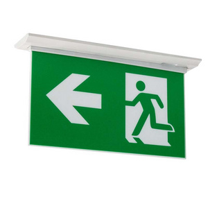 Ceiling Recessed Battery Operated Rechargeable Emergency Exit Sign Lighting LED Exit Light