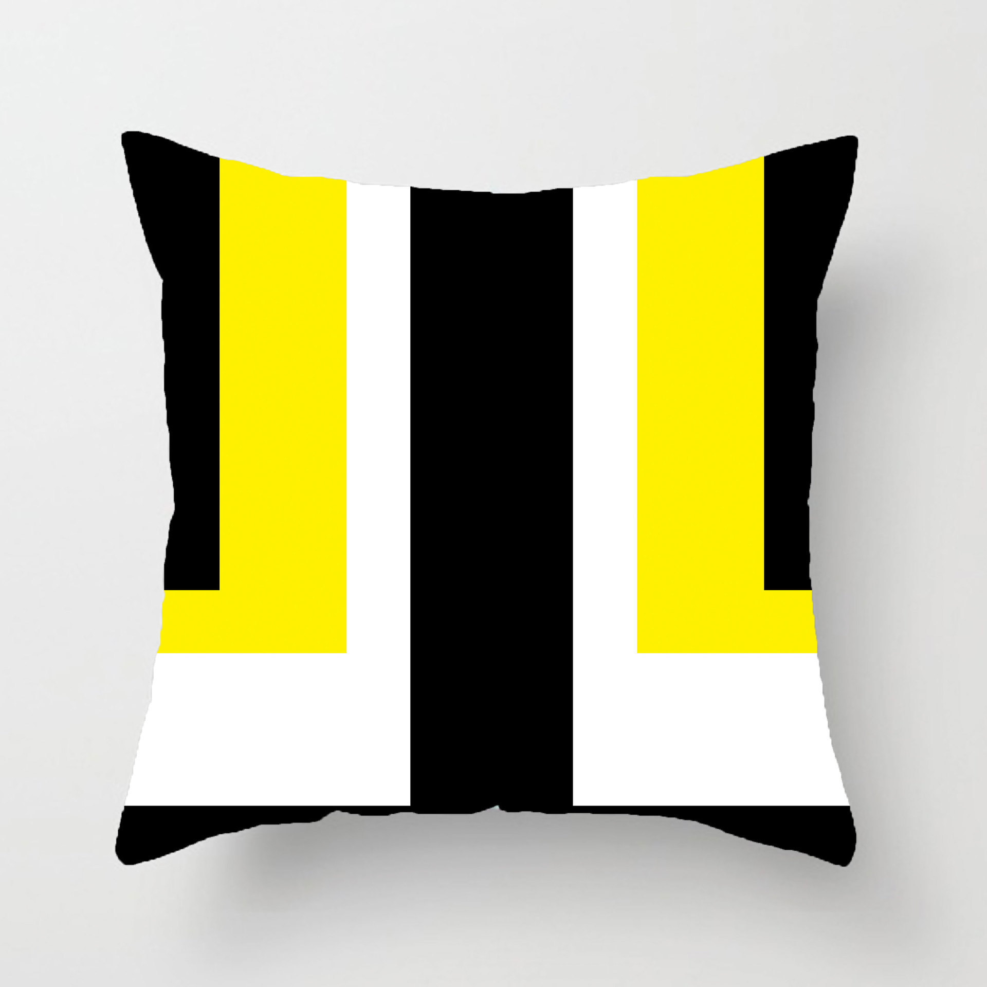 Modern Yellow Gray Geometric Striped Pattern Cushion Cover,  Thicken Short Velvet Cushion Cover/