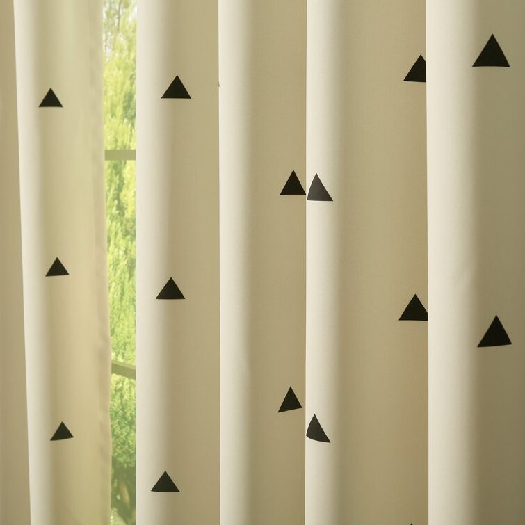 Hot Sale triangle Geometric Pattern Patchwork Print Polyester Curtains for Living Room and Bedroom