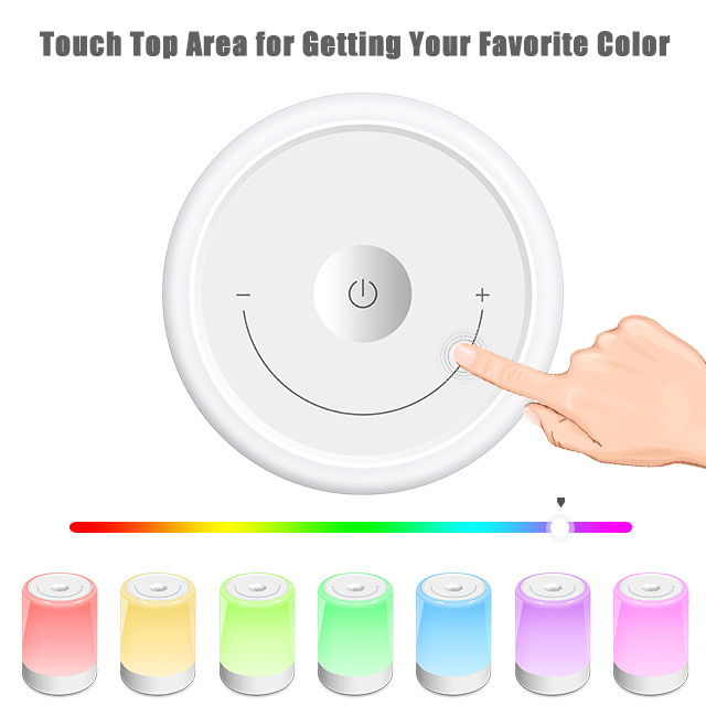 7 RGB Colorful LED Touch Sensor Night lights 1200 mAh USB Rechargeable Bedside Lamp Night Light 3 Warm White Baby Night Light