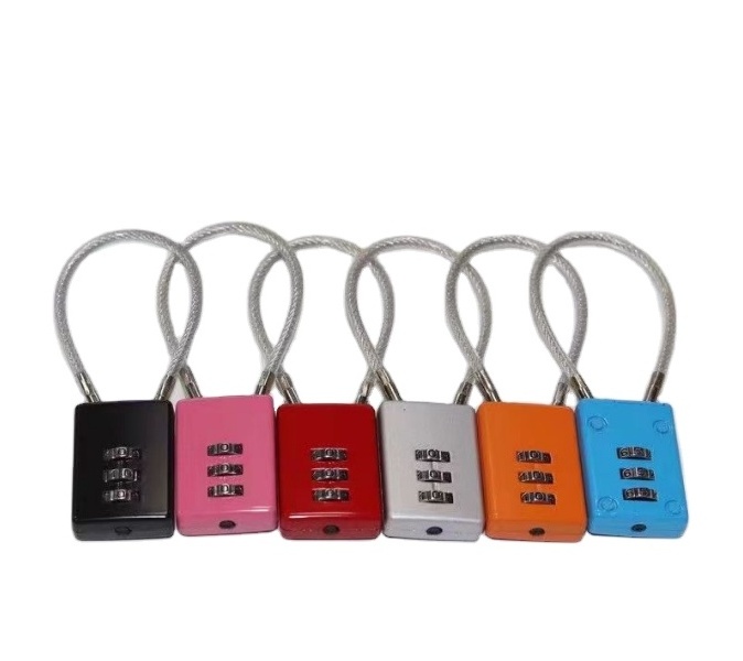 Outdoor Resettable Combination pad cable Lock Luggage Wire Lock metal 3 digit safety padlock