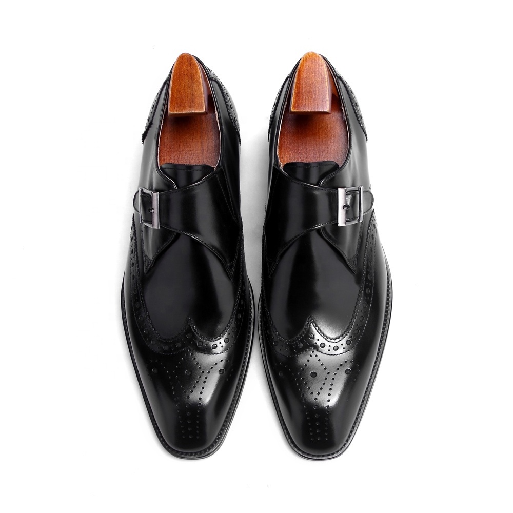 F64-KH6  Hot sale Italian Design Gentleman Classic Monk Strap Business Men Leather Dress Shoes