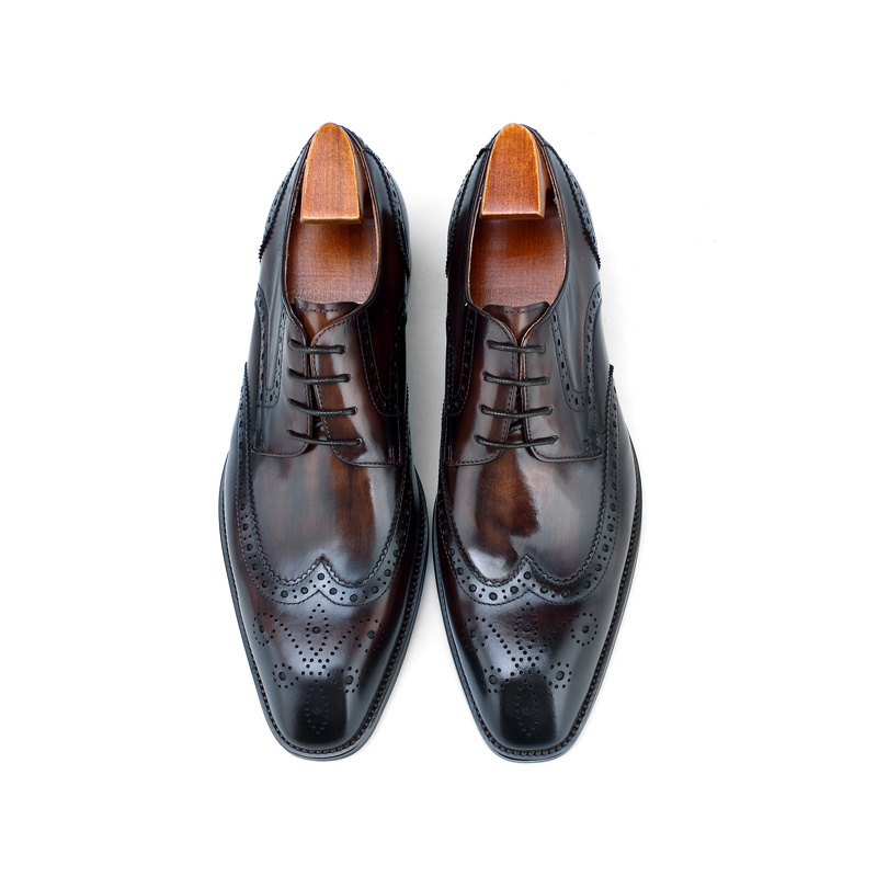 F64-DH25 New Classic Shoes Genuine Leather Lace up Fashion Design Cow leather Men British Derby dress shoes