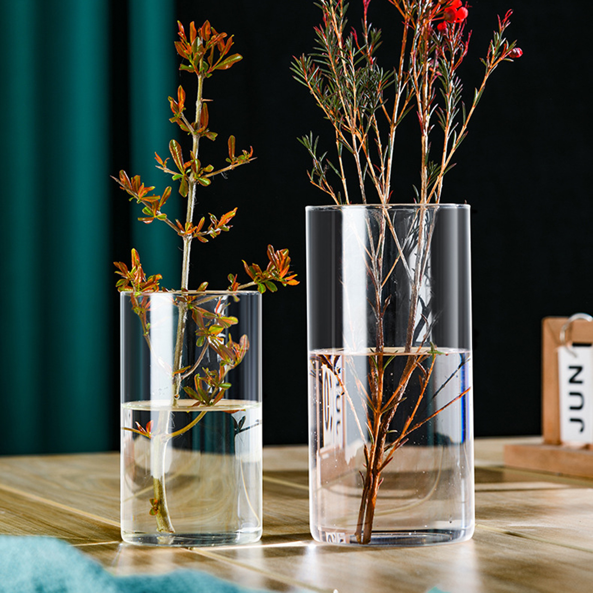 Cylinder glass vases transparent clear crystal vase flowers hydroponic green plant home decoration glass bottle ornaments