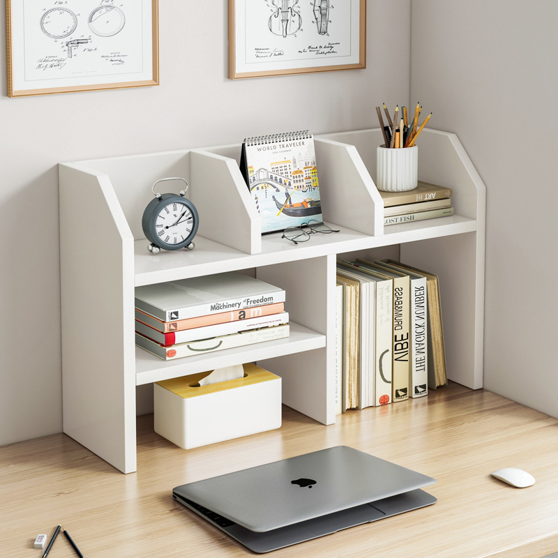 Wooden Computer Table Book Holder Desktop Book Storage Organizer Shelf for Home