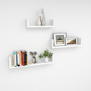 U-Shaped Floating Wood Wall Shelf Mounted For Kitchen, Bedroom,Bathroom And Living Room Decorative Storage