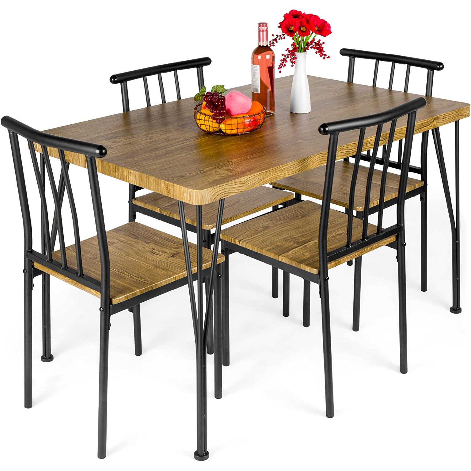 Modern Rectangular Dining Table Furniture Set for Kitchen Best Choice Products 5-Piece Metal Dining Table set