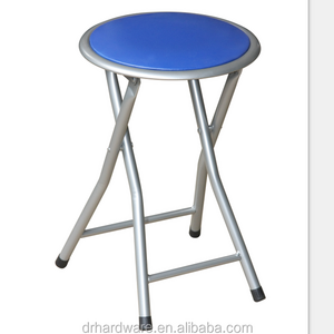 Metal round folding stool with cushion seat