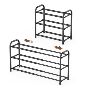 Adjustable shoe rack storage organizer Heavy metal free standing shoe rack 3 layer expandable shoe rack