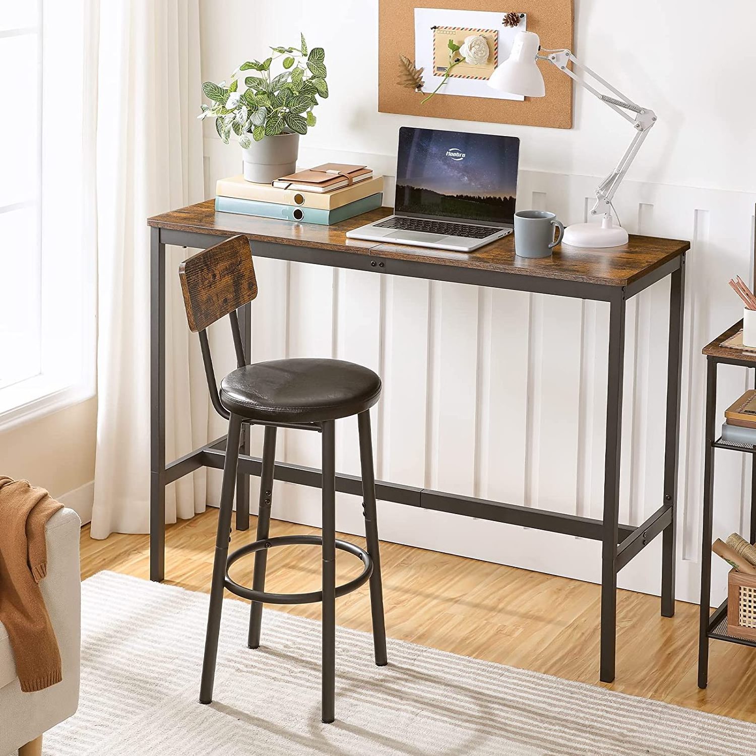 Vintage Bar Stools With Swivel Padded Seat Bistro Dining Kitchen Pub Chair