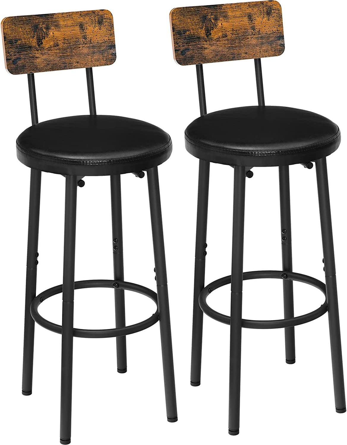 Vintage Bar Stools With Swivel Padded Seat Bistro Dining Kitchen Pub Chair