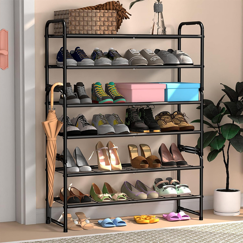 Stackable design with metal connectors Shoe Rack 4 Tier Shoe Rack for Closet Stackable Shoe Storage Shelf