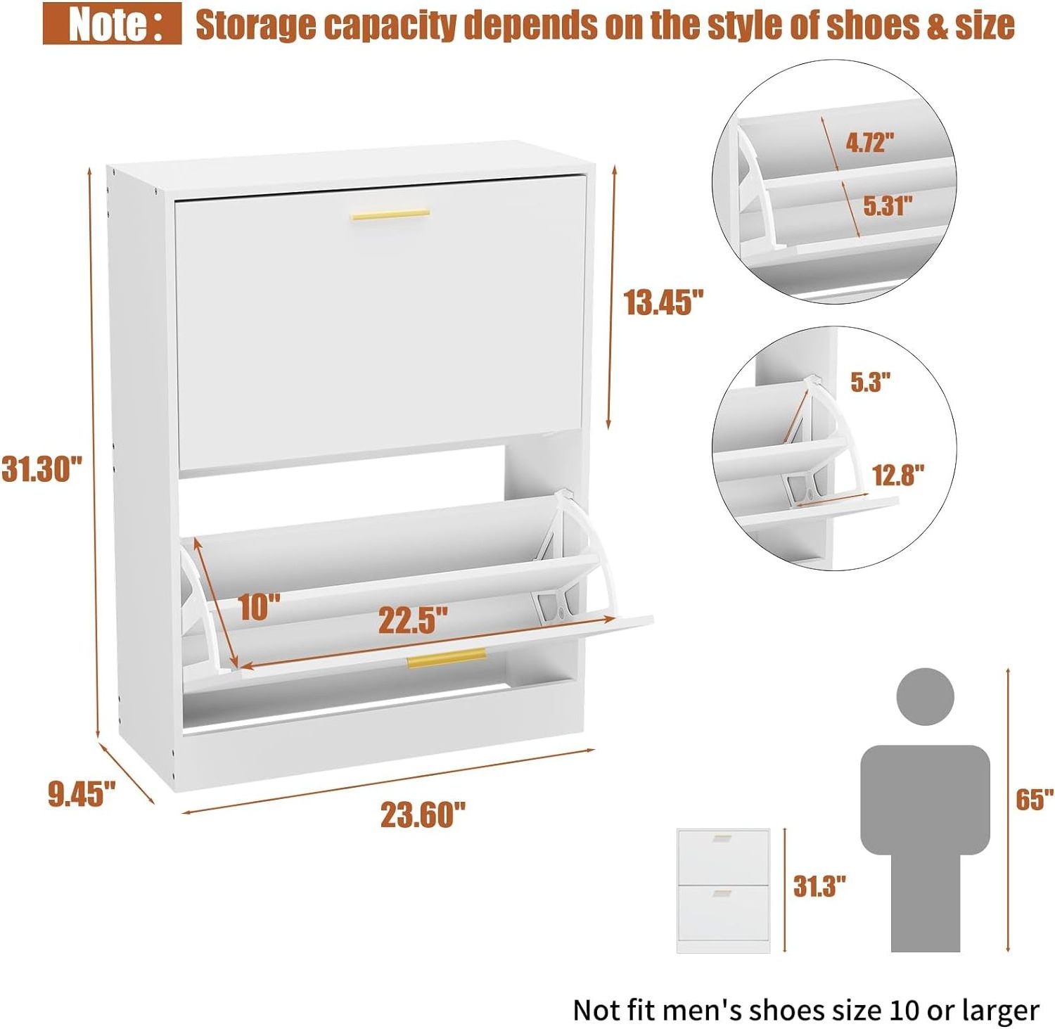 White Modern Slim Shoe Organizer Cabinet for Entryway