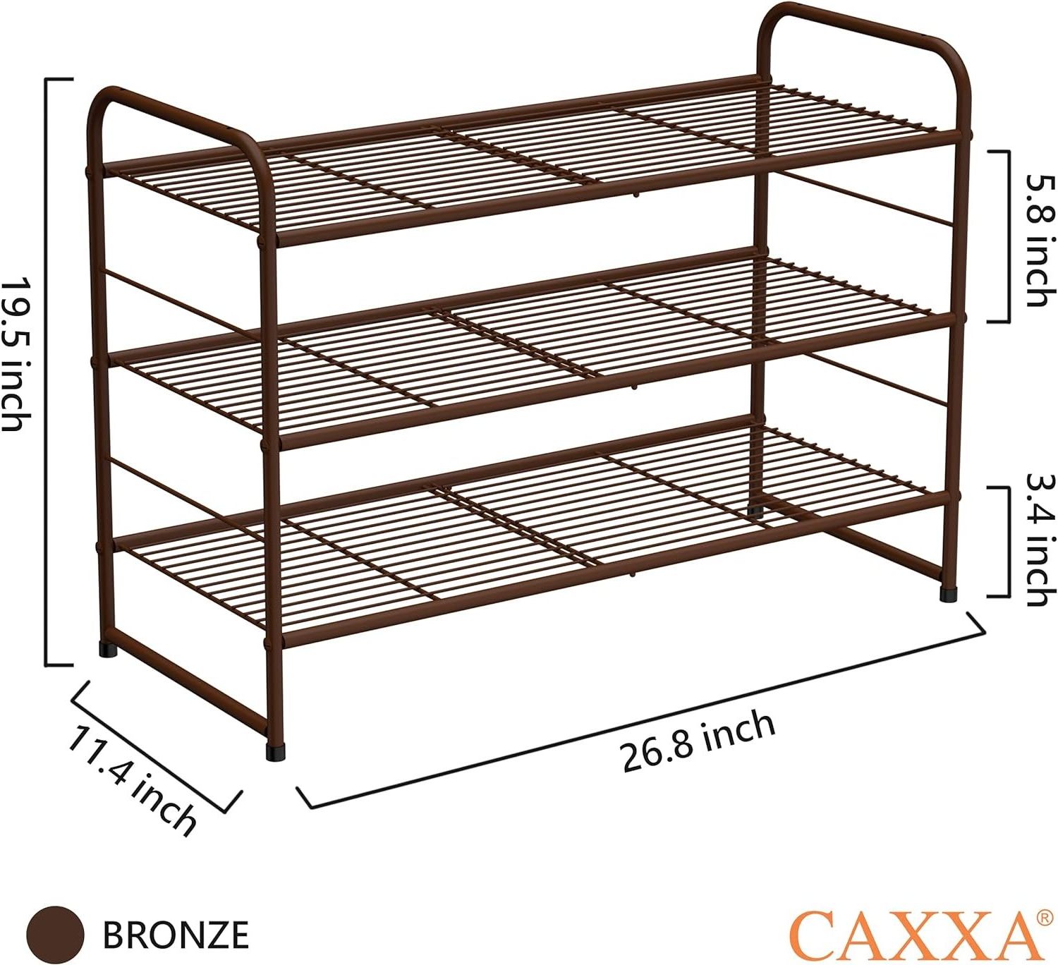 Stackable Expandable Home Black Display Shoe Rack with Metal Wire