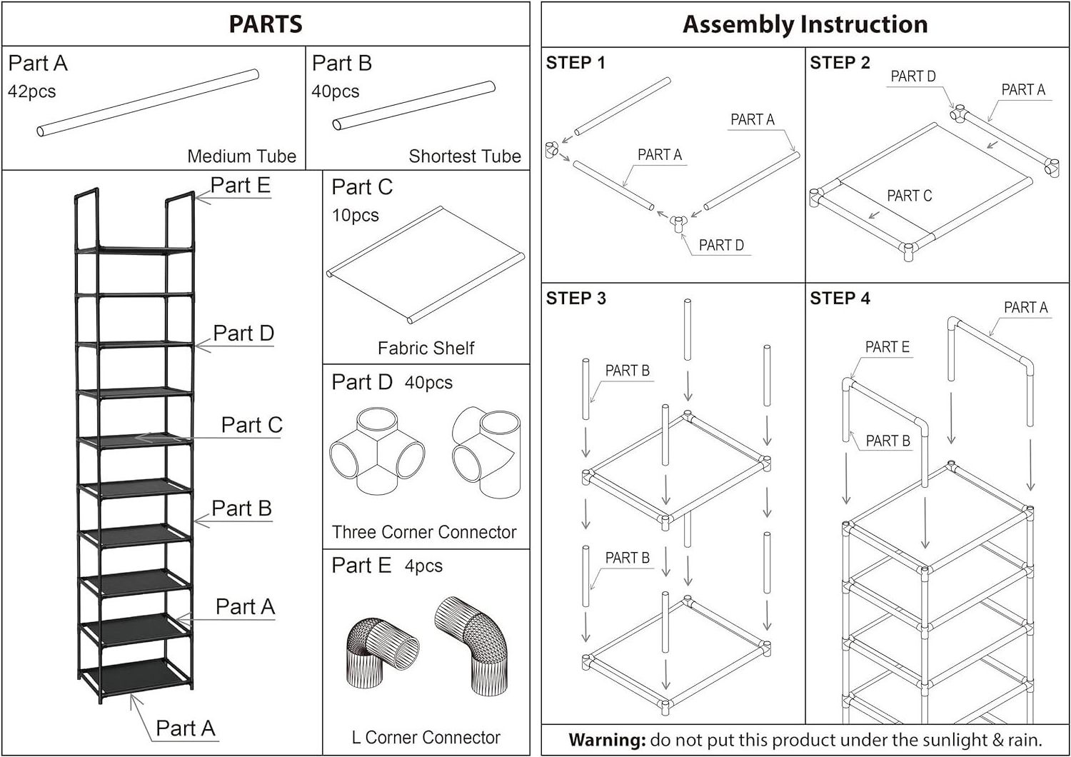 10 Layer Tall Shoe Rack Shoe Shelf Storage Organizer