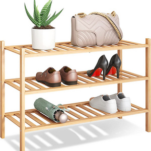 New Arrival Wooden Foldable Shoe Rack Storage Organizer Cabinet 3 4 Tier Folding Design Display For Closet Living Room