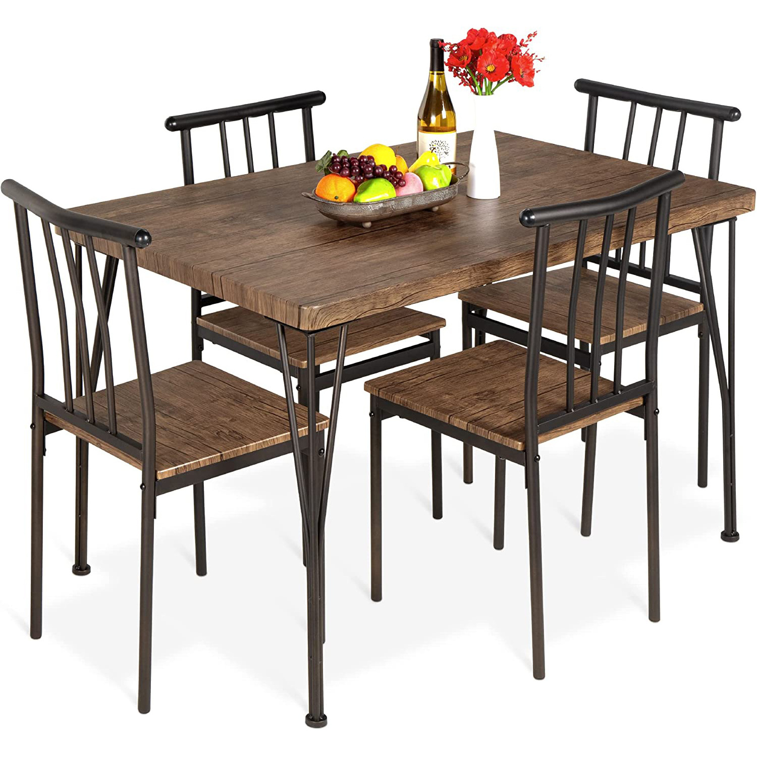 Modern Rectangular Dining Table Furniture Set for Kitchen Best Choice Products 5-Piece Metal Dining Table set