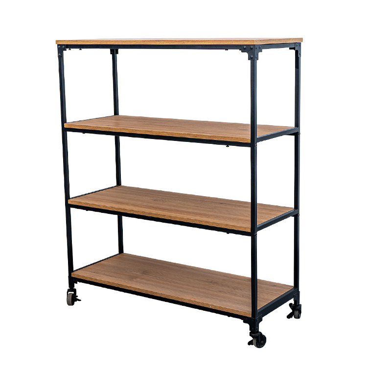 Storage Rack Wood Bookshelf with wheels for Kitchen / Living Room / Bedroom / Balcony / Library