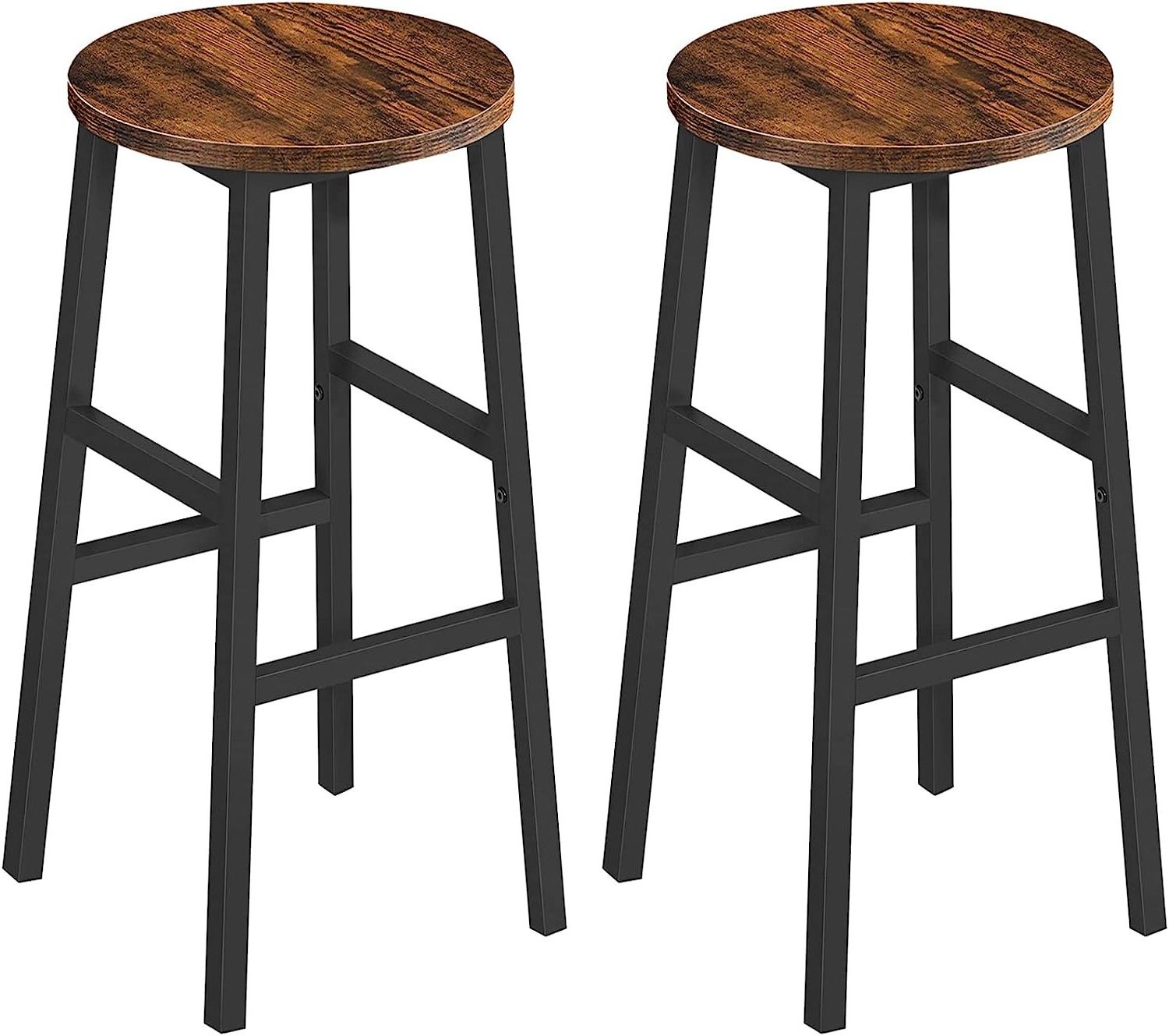 Set of 2 Round Kitchen Breakfast Bar Stools Bar Chairs with Footrest