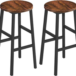 Set of 2 Round Kitchen Breakfast Bar Stools Bar Chairs with Footrest