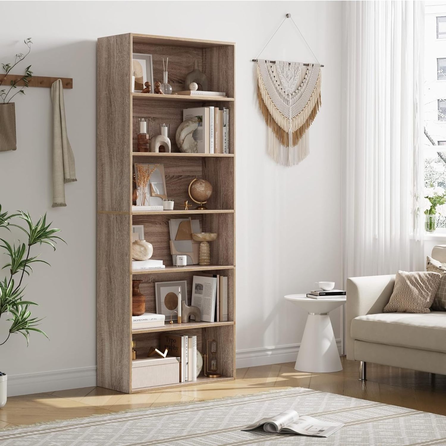 Tall Wooden Bookshelf Bookcase for Bedroom Living Room and Office