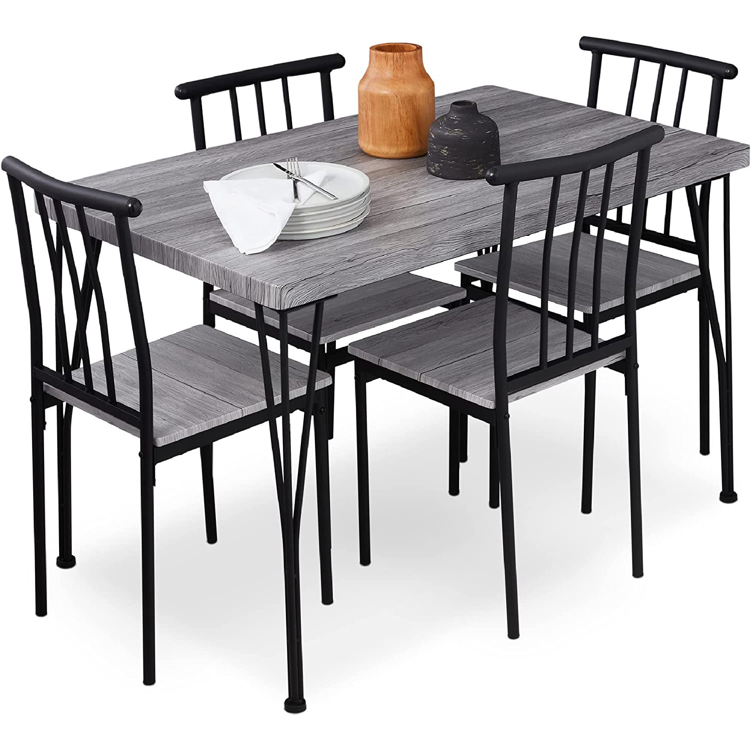 Modern Rectangular Dining Table Furniture Set for Kitchen Best Choice Products 5-Piece Metal Dining Table set