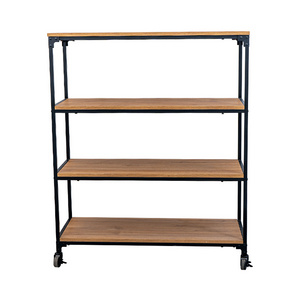 Storage Rack Wood Bookshelf with wheels for Kitchen / Living Room / Bedroom / Balcony / Library