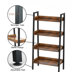 High Quality 4 tier Open Cube Bookshelf Antique De OEM Modular Iron Book Shelf for Living Room Wrought Iron Shelf Bracket