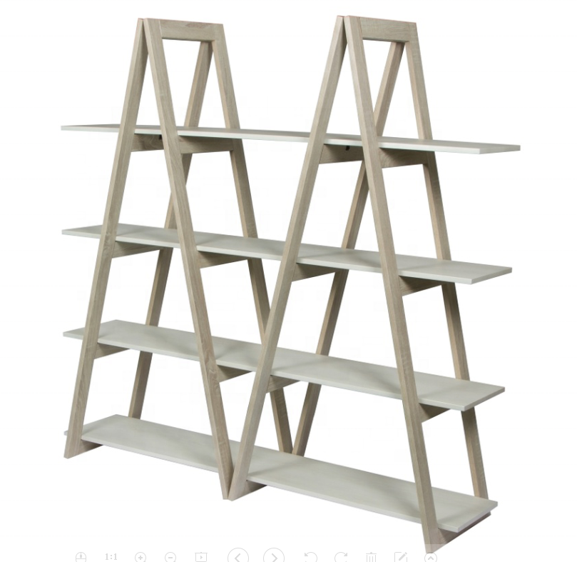 Modern industrial book shelf wooden with  3 tiers rustic  powder coating bookcase