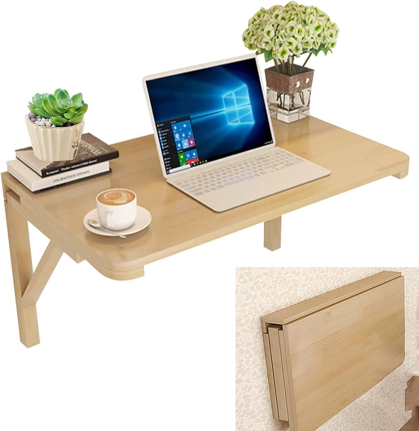 Laundry Folding Table Wood Wall Mounted Table Stable Sturdy Wall Desktop Computer Table for Kitchen Room Furniture