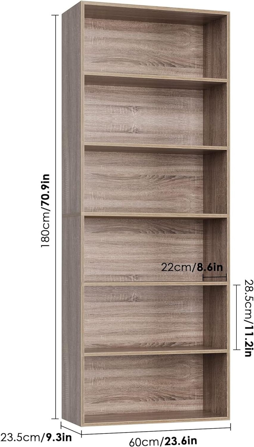 Tall Wooden Bookshelf Bookcase for Bedroom Living Room and Office