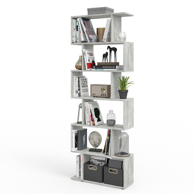 White Freestanding Shelving Unit Wooden Bookcase Cube Display Book Shelf 6-Tier Bookshelf