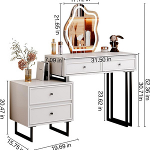 Mirror dressing table makeup table dresser set Vanity Desk with 3 Color Touch Screen Dimming Mirror