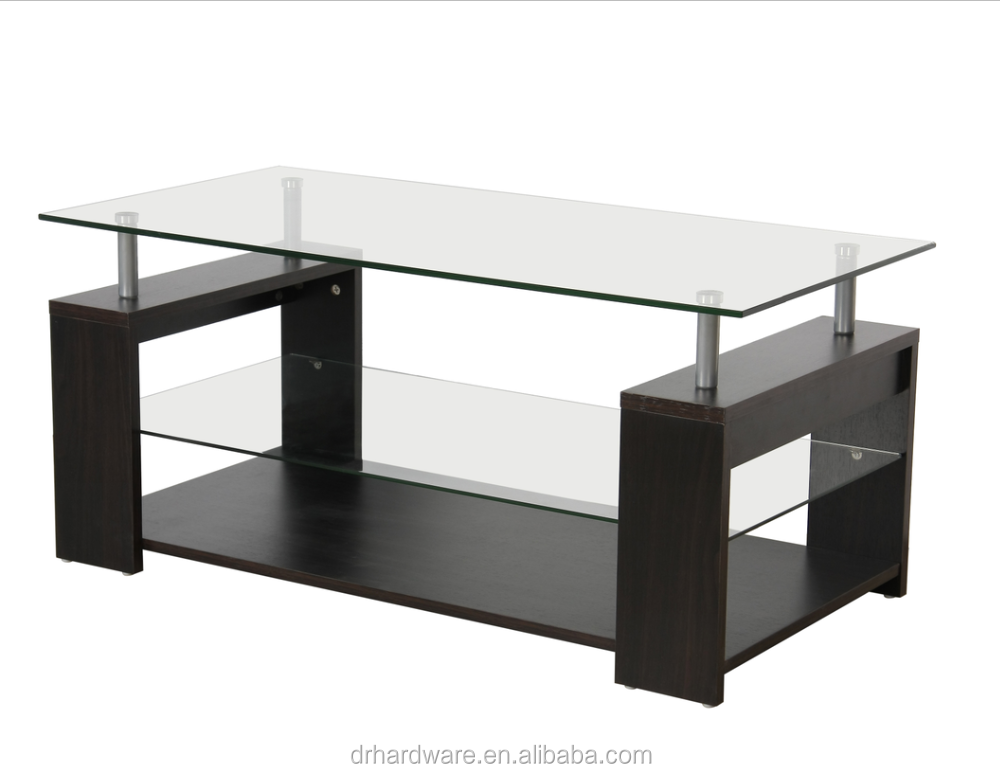 Modern Design Coffee Table Tempered Glass Top Center Table Wooden Table Design