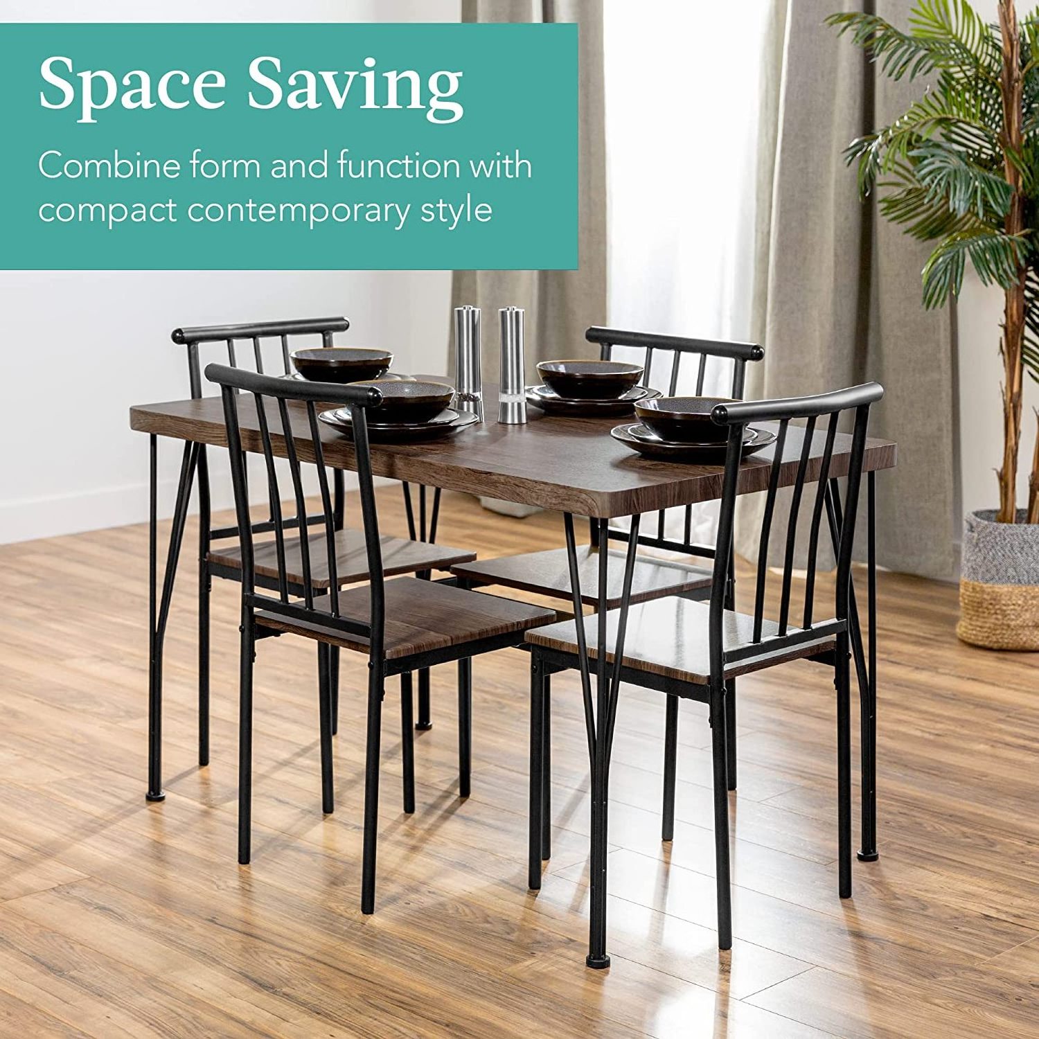 Modern Rectangular Dining Table Furniture Set for Kitchen Best Choice Products 5-Piece Metal Dining Table set