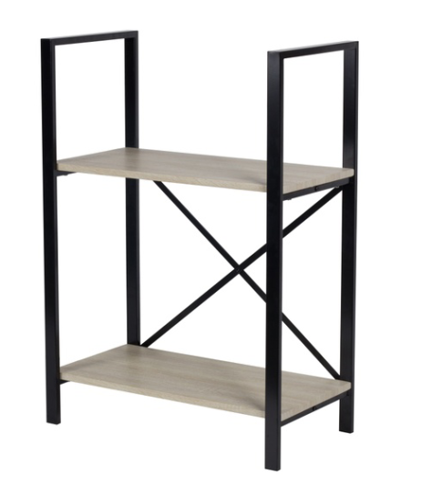 Modern industrial book shelf wooden with  3 tiers rustic  powder coating bookcase