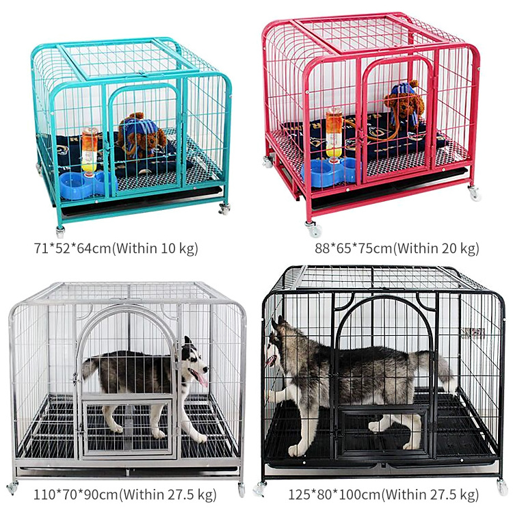 Factory wholesale foldable large metal kennels dog cage with wheels