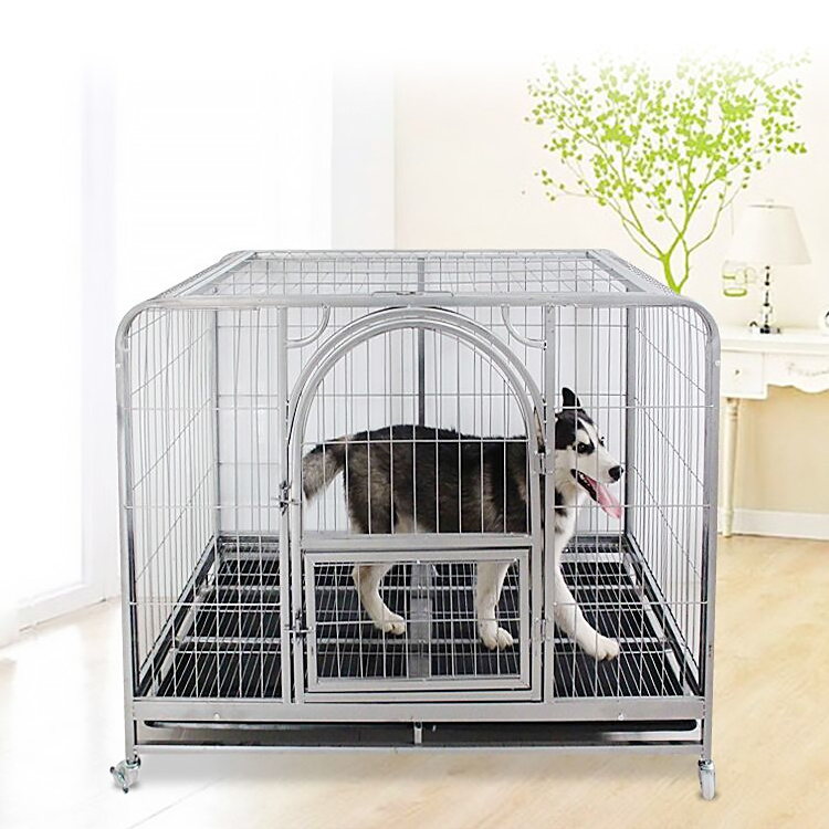 Factory wholesale foldable large metal kennels dog cage with wheels