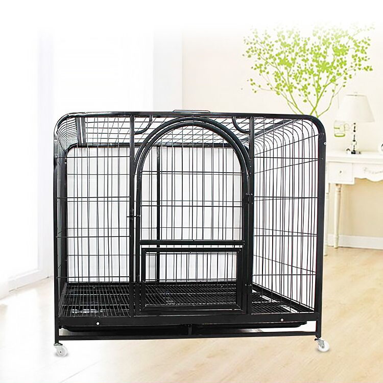 Factory wholesale foldable large metal kennels dog cage with wheels