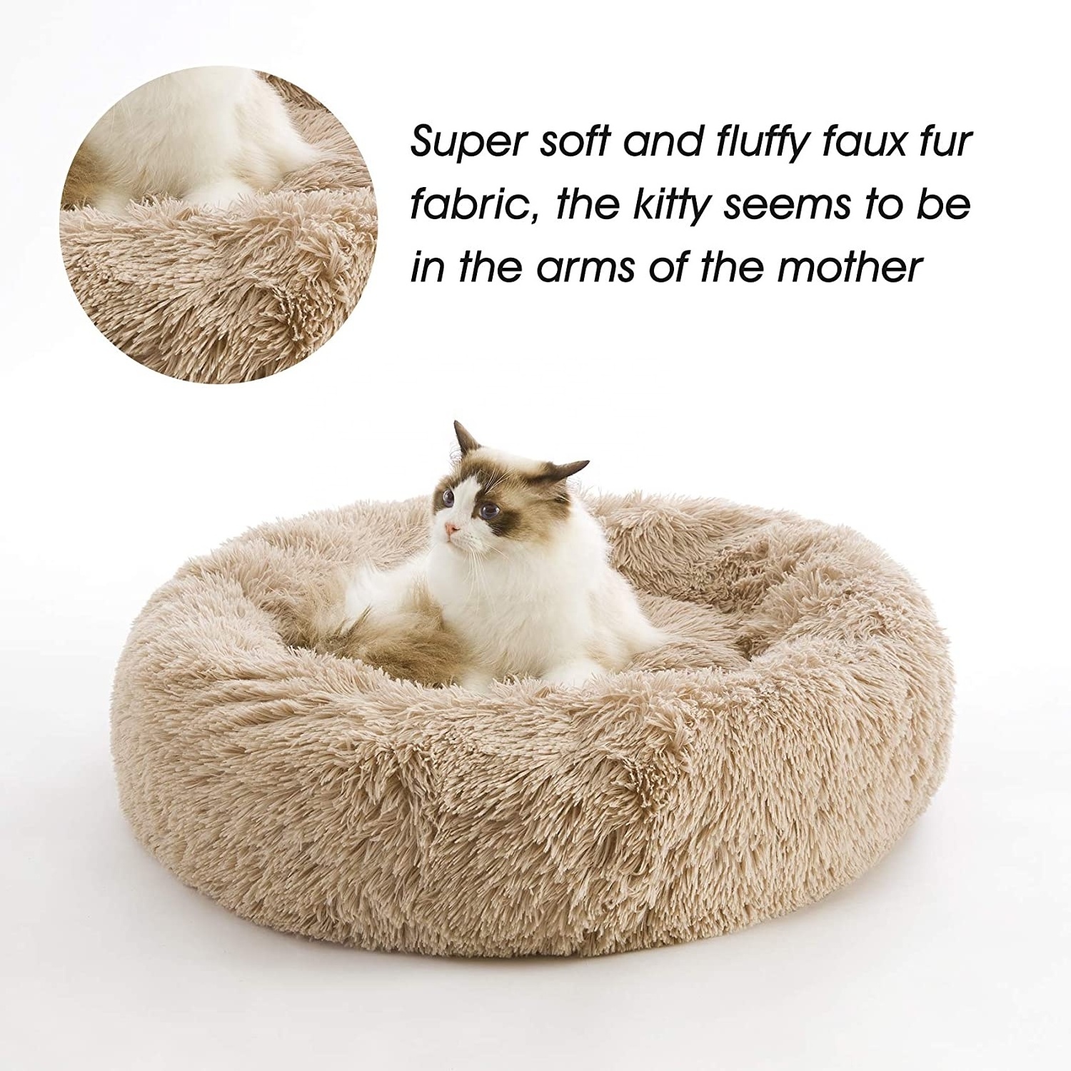 OEM/ODM washable plush memory foam small luxury soft pet nest bed warming calming round donut luxury dog bed cat bed