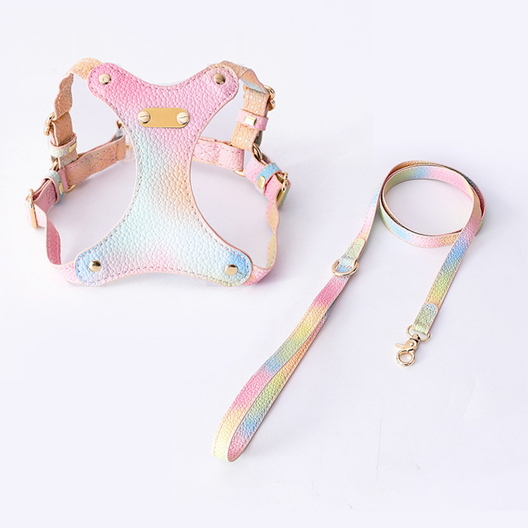 Eco-friendly PU waterproof break-free cat small puppies good quality fashion color dog body harness