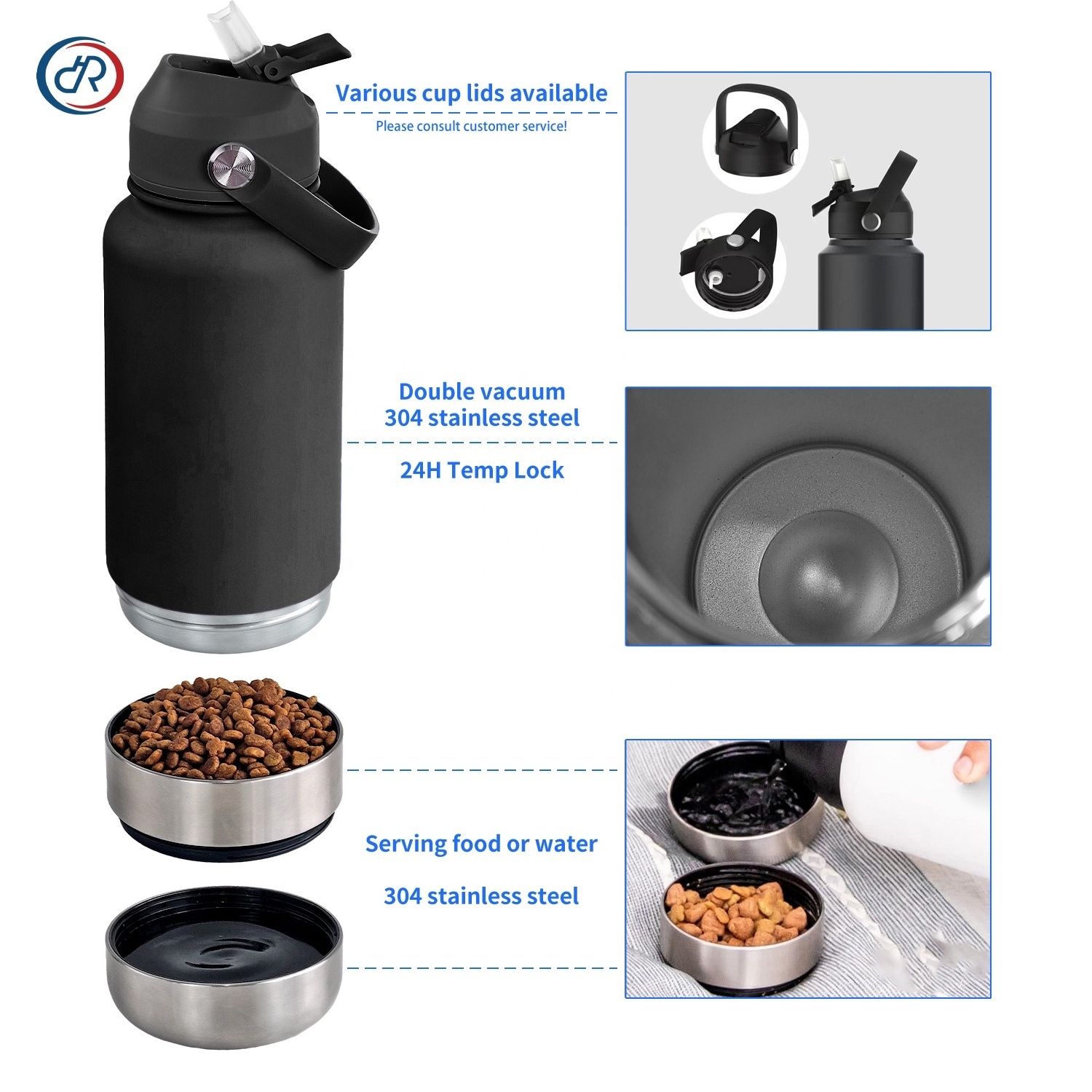 OKKPETS In Stock Free Sample Portable Water Bottle Pet Feeder Travel Bowl Dog Water Bottle Portable Pet Travel Stainless Ste