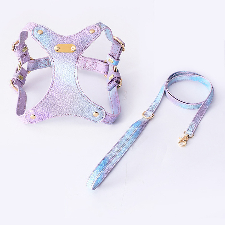 Eco-friendly PU waterproof break-free cat small puppies good quality fashion color dog body harness