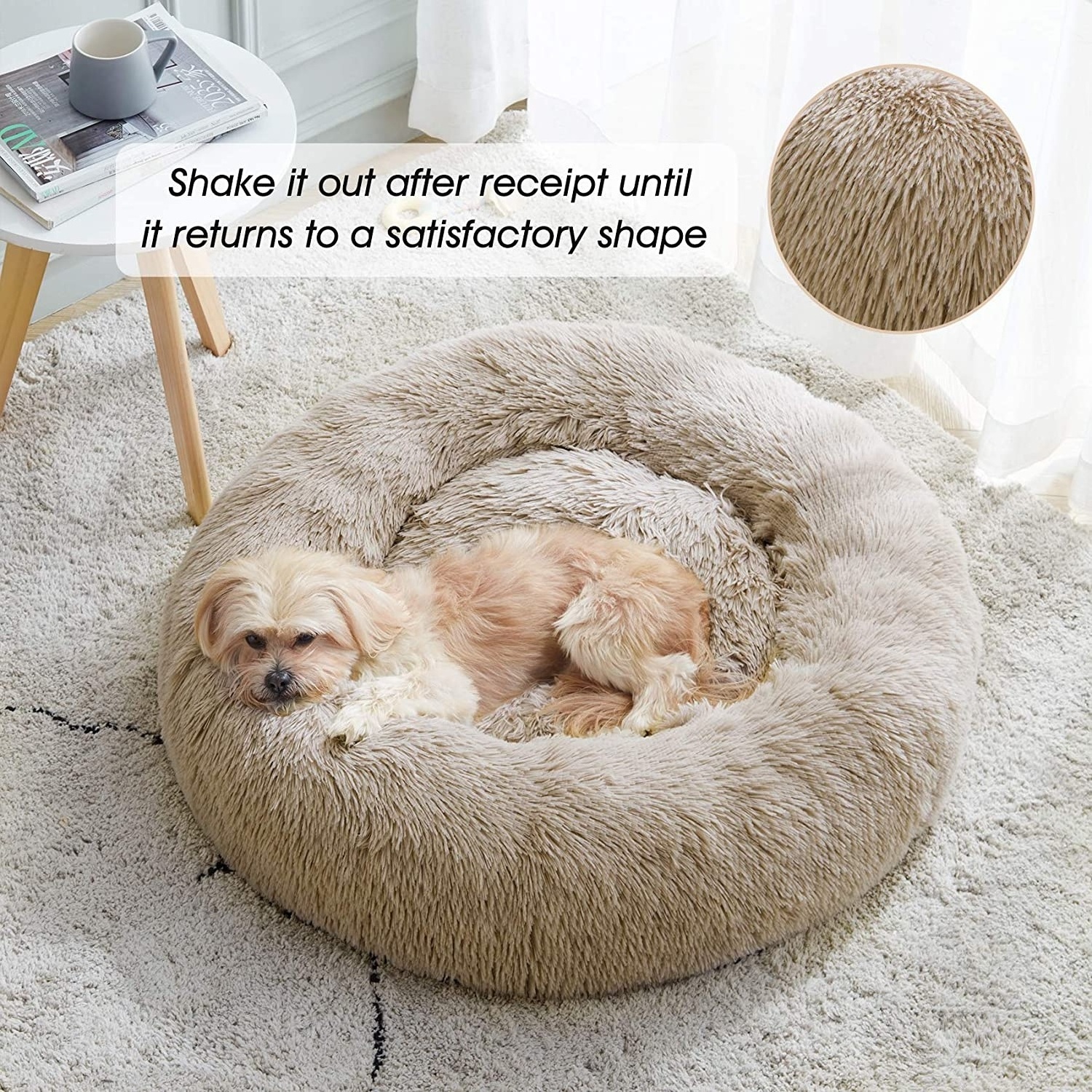 OEM/ODM washable plush memory foam small luxury soft pet nest bed warming calming round donut luxury dog bed cat bed