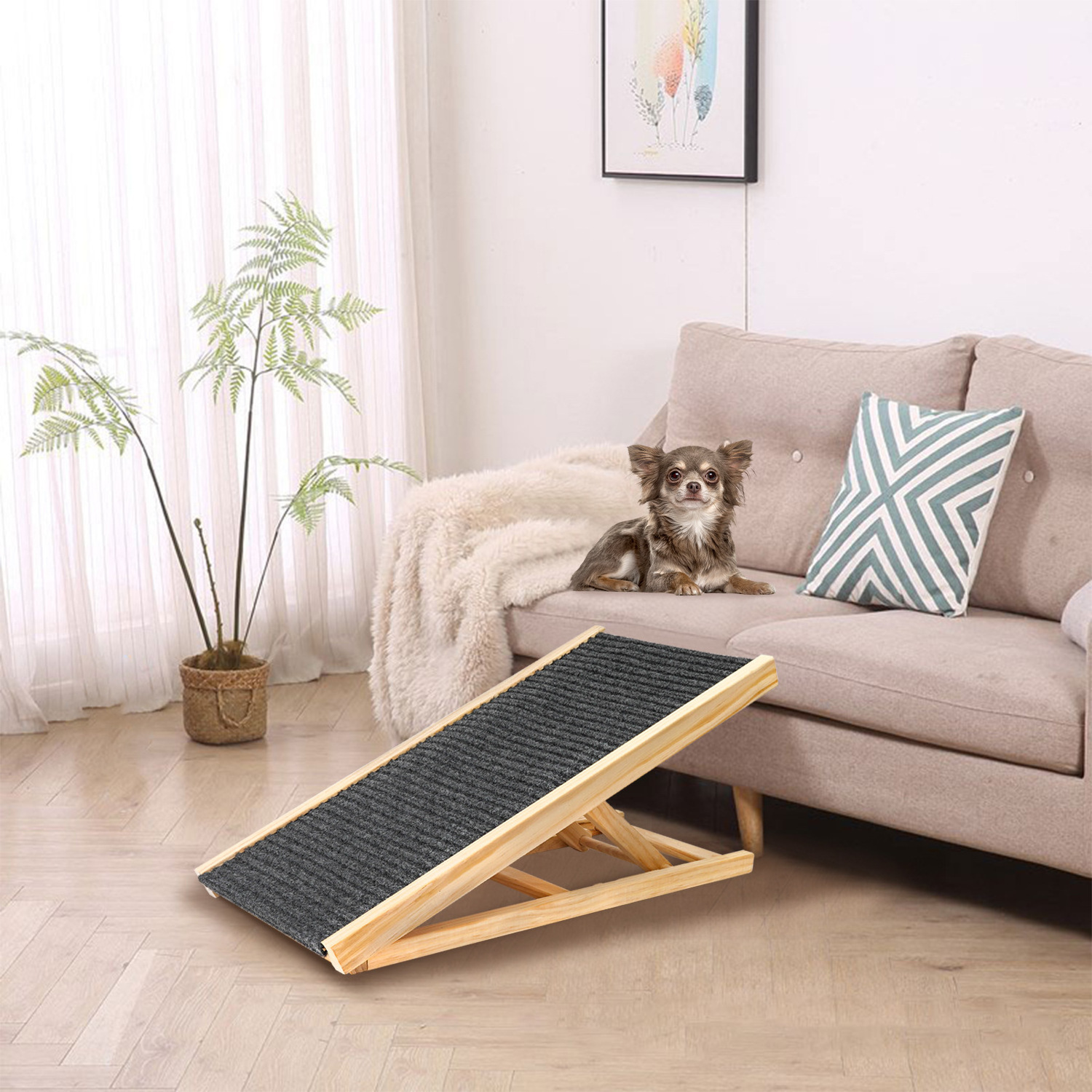 Best Pet Stairs Supplies Solid Wood Dog Steps Foldable Pet Bed Stair Anti-Slip Ramp Ladder Pet Stairs For Bed And Car