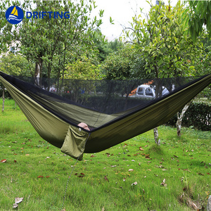 Portable Outdoor Hammock Hanging Bed Nylon Fabric Sleeping Bed + Mosquito Net Tactical Large Load Traveling Camping Hammock