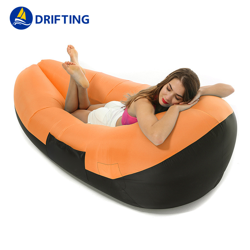 Factory direct inflatable chair bag lounge cum lazy camping filled air lounge sofa bed