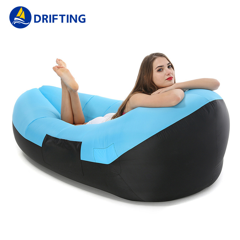 Factory direct inflatable chair bag lounge cum lazy camping filled air lounge sofa bed