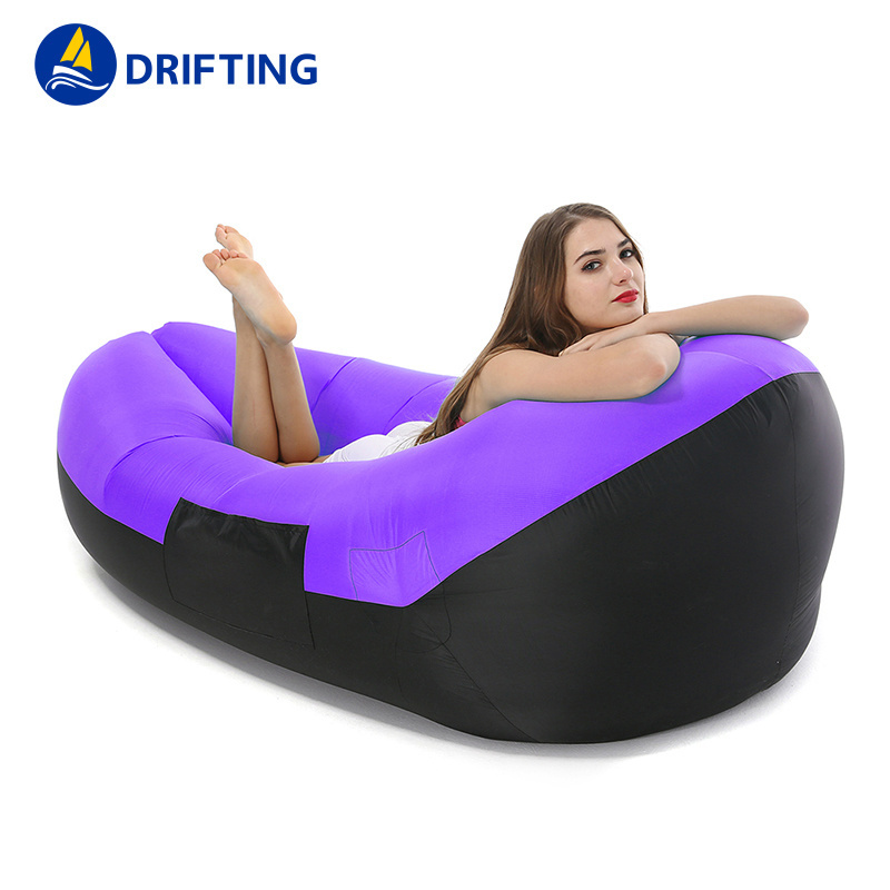 Factory direct inflatable chair bag lounge cum lazy camping filled air lounge sofa bed