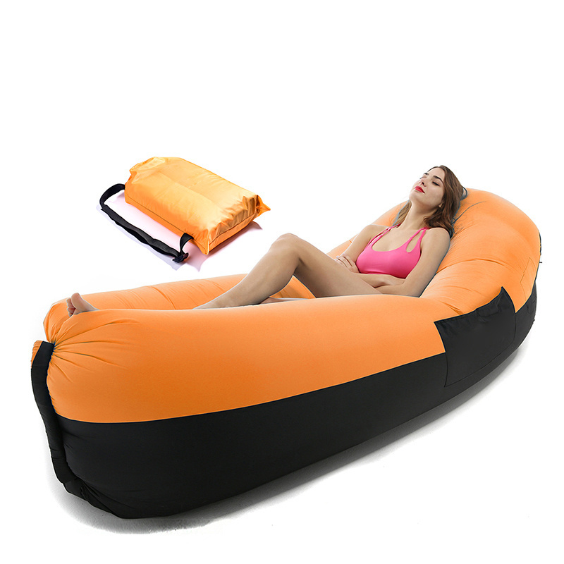 Factory direct inflatable chair bag lounge cum lazy camping filled air lounge sofa bed